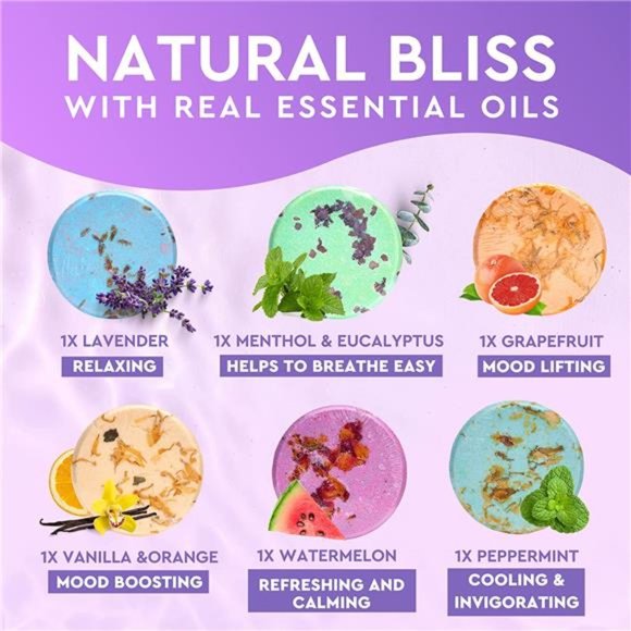 Shower Steamers Aromatherapy - Pack of 6 Shower Bombs with Essential Oils - Picture 6 of 6